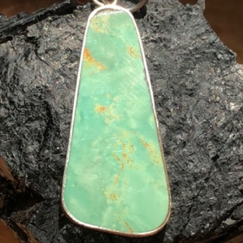 Turquoise Slab Pendant in Sterling